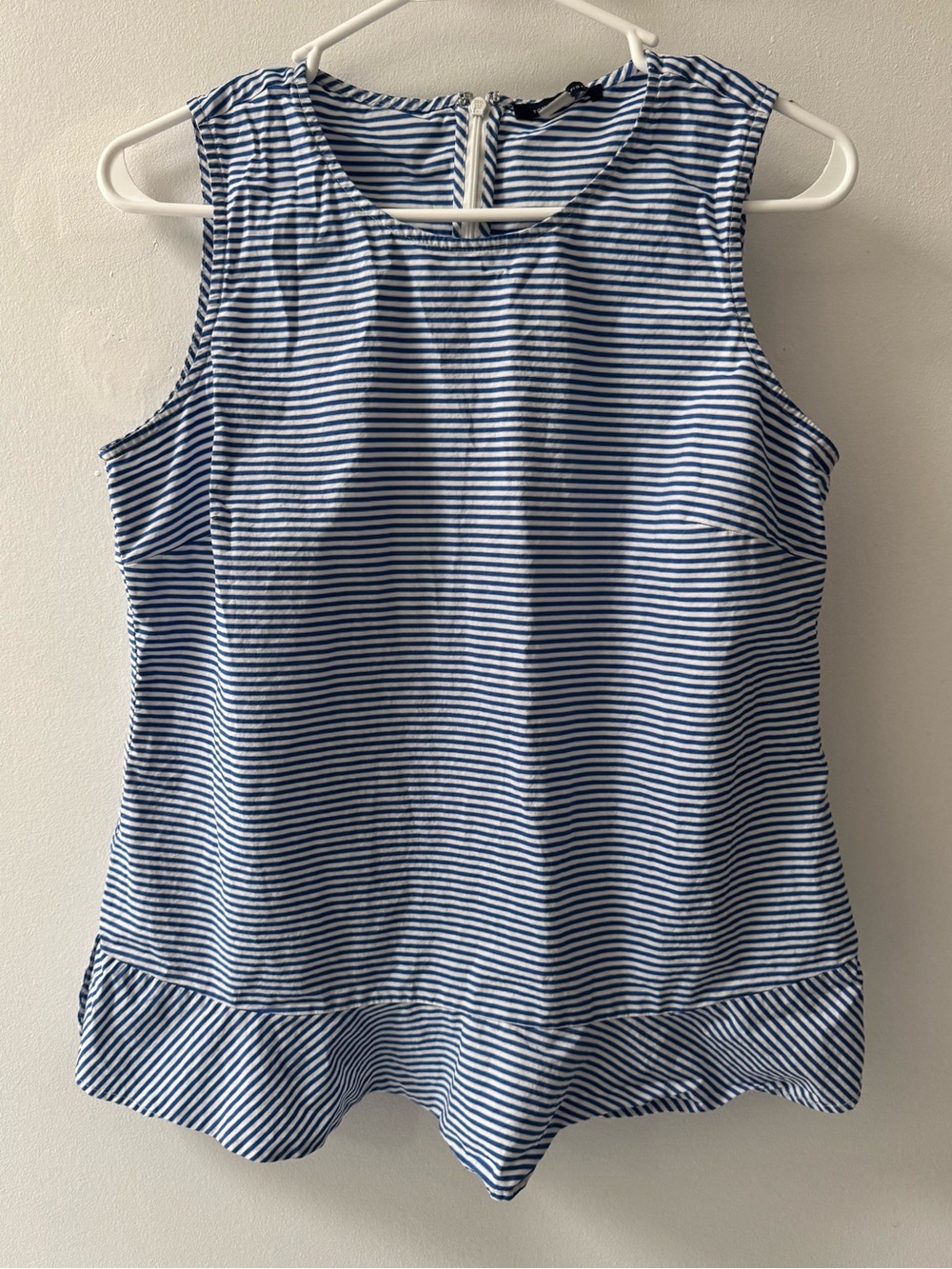 Tommy Hilfiger Striped Sleeveless Peplum Top - Blue & White